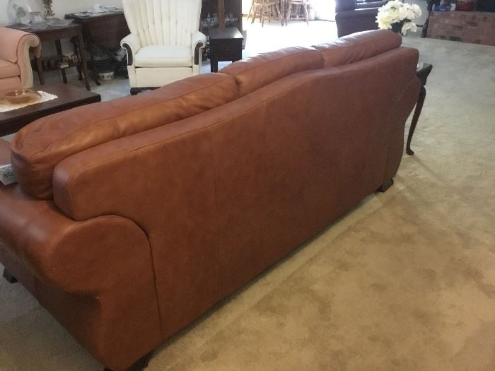 Back of leather sofa