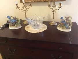 Vintage Serving table with home decor items