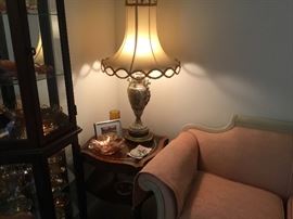 Two (2) of these great vintage lamps with shade - another leather top end table from 1920’s
