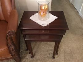 Close up of stacking tables