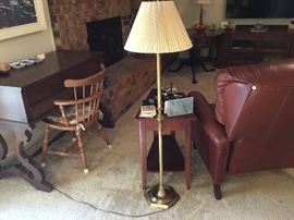 Standing lamp -chair table and another leather recliner