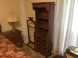 Tall open shelf unit, gentleman’s valet