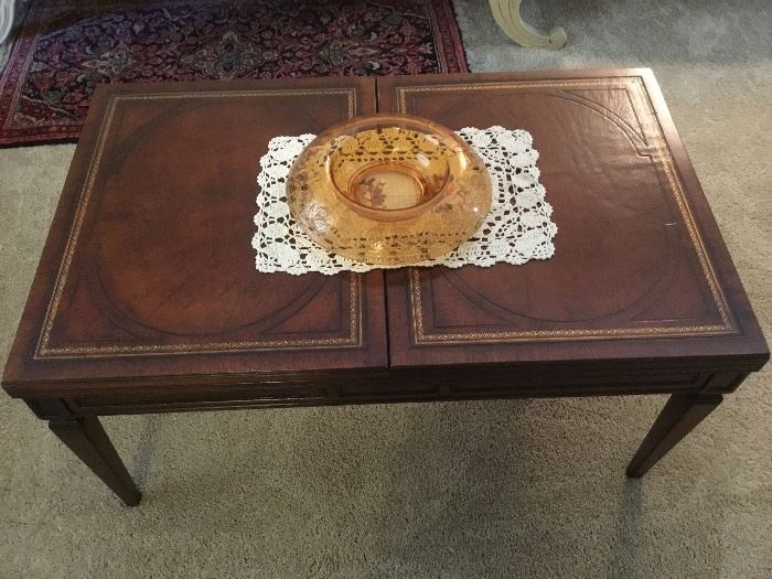 1920’s leather top coffee table