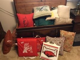 Cedar chest, decorative throw pillows
