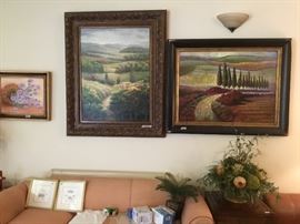 Artwork, pink retro sofa