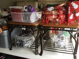 Wood/metal base end tables, christmas
