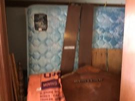 Antique bed w/headboard, footboard, rails, mattress & box spring