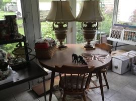 Dining table w/2 leaves & 6 chairs...only 2 shown. Beautiful pair of lamps, originally $1000 each