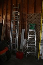 Assorted Extension Ladders and step ladders