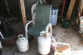 gas tanks and chair