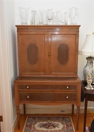 Antique Inlaid Sideboard / Buffet with Stepback Cabinet