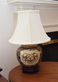 Chinese / Asian Porcelain Table Lamp (Double Goldfish Motif)