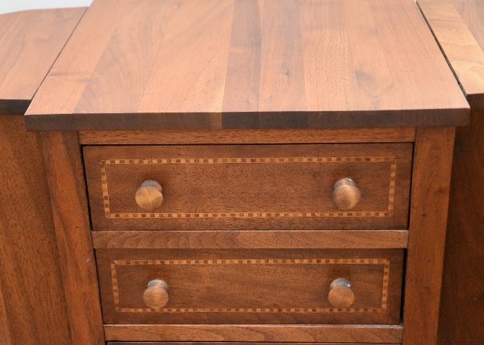 Antique Sheraton Style Inlaid Martha Washington Sewing Cabinet