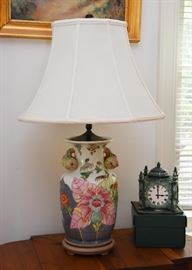 Chinese Porcelain Handled Vase Table Lamp (Floral Motif)