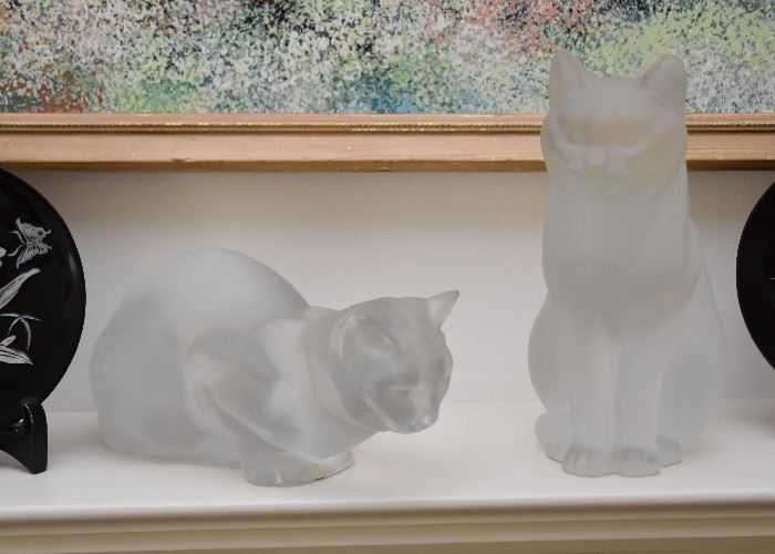 Lalique Cat Figurines (some damage)