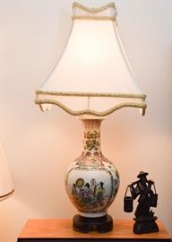 Chinese Rose Medallion Porcelain Vase Table Lamp