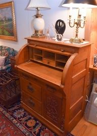 Antique Oak Roll-Top Desk