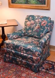 Pair of Armchairs with Teal Floral Upholstery
