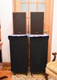 Pair of Snell Acoustic Floor Speakers on Castors & Pair of Realistic Speakers