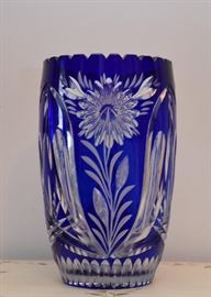 Cobalt Blue Flashed Glass Vase