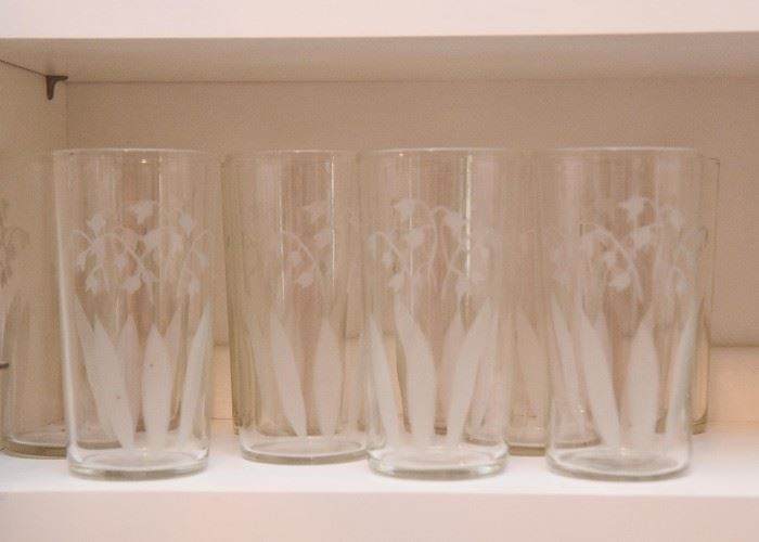 Etched Lily of the Valley Glassware