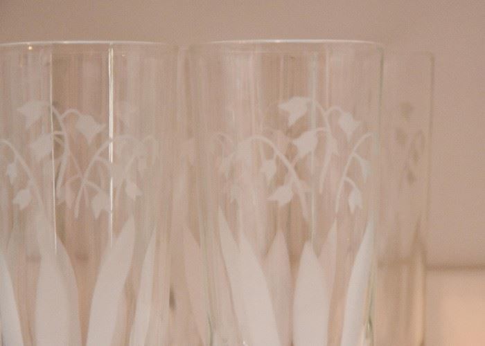 Etched Lily of the Valley Glassware