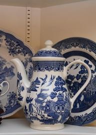 Collection of Blue Transferware (Including Churchill Blue Willow, Alfred Meakin, Copeland and More)