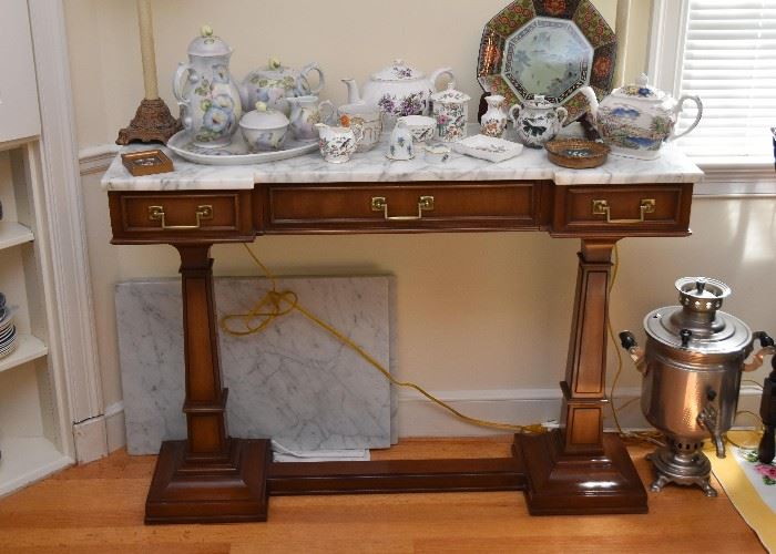 Vintage Sideboard / Console Table with Marble Top