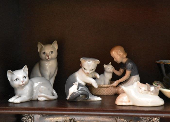 Royal Copenhagen & Collectible Cat Figurines 