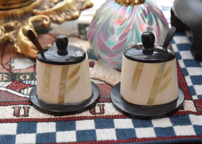 Mother of Pearl Condiment Jars