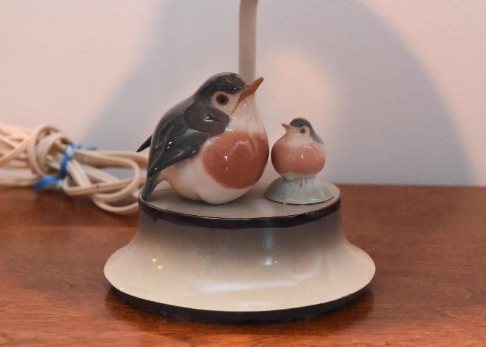 Table Lamp with Royal Copenhagen Bird Figurines