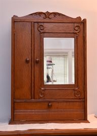 Antique Oak Medicine Cabinet with Mirror