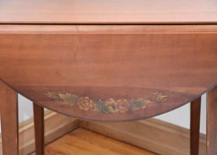 Vintage Drop Leaf Table with Painted Floral Detail