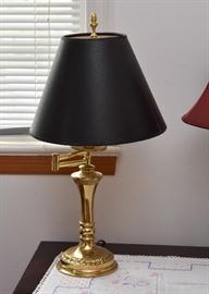 Brass Table Lamp with Black Shade