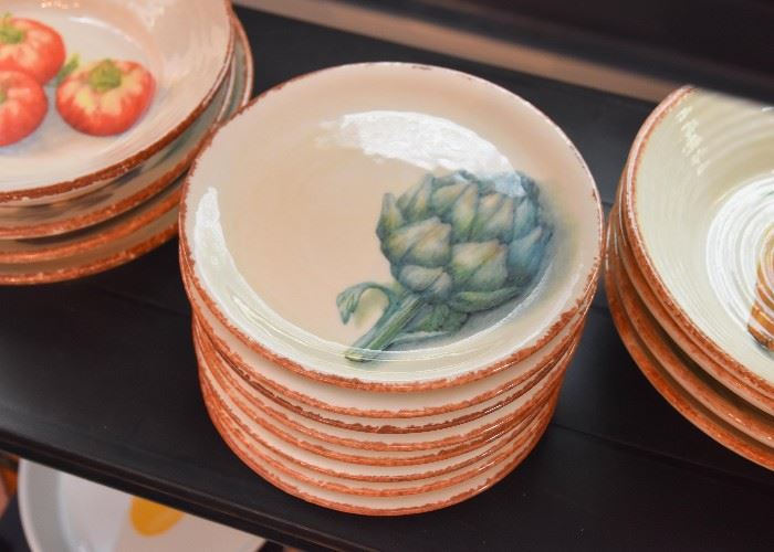 Rustic Stoneware Salad Bowls & Plate Set