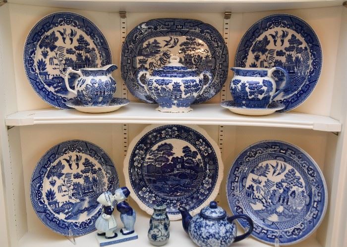 Large Collection of Blue Transferware