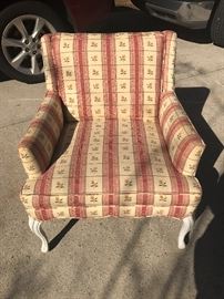 French styled occasional chair with fun white legs.