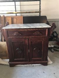 Antique cherry wash stand with marble top. $100