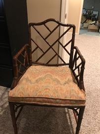 Set of 8 bamboo chairs - upholstered and cane seats. $20 ea or 8 for $150.