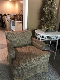 Club chair ....
Antique wicker table
