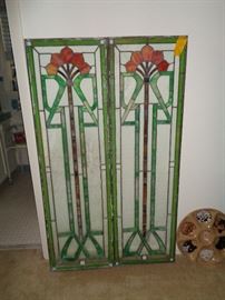 BEAUTIFUL PAIR OF STAINED GLASS WINDOWS