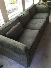 8 foot 3-cushion Mid-century Sofa with "like new" green upholstery