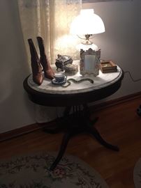 Mahogany Harp Table with marble top