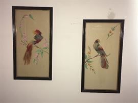 These look like vintage bird Prints but they are actually composed of real bird feathers!
