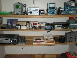 Electronic testing equipment.  Tubes.  Prices vary.