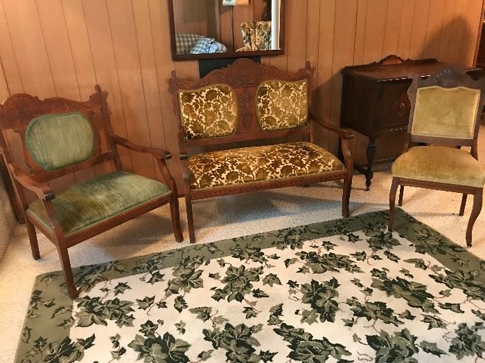Late 19c Eastlake Style Settee and Chairs