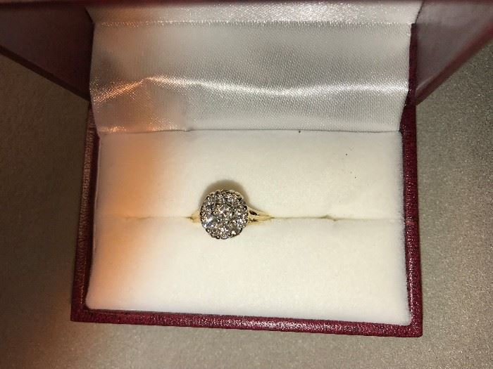 Cluster Set Diamond Ring in 14k Mounting