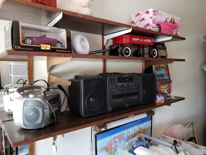 Collectible toys, radios.