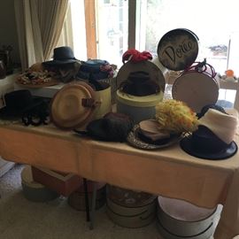Two rooms full of vintage hats 