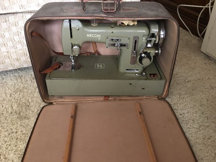 Vintage Necchi sewing machine with carrying case 